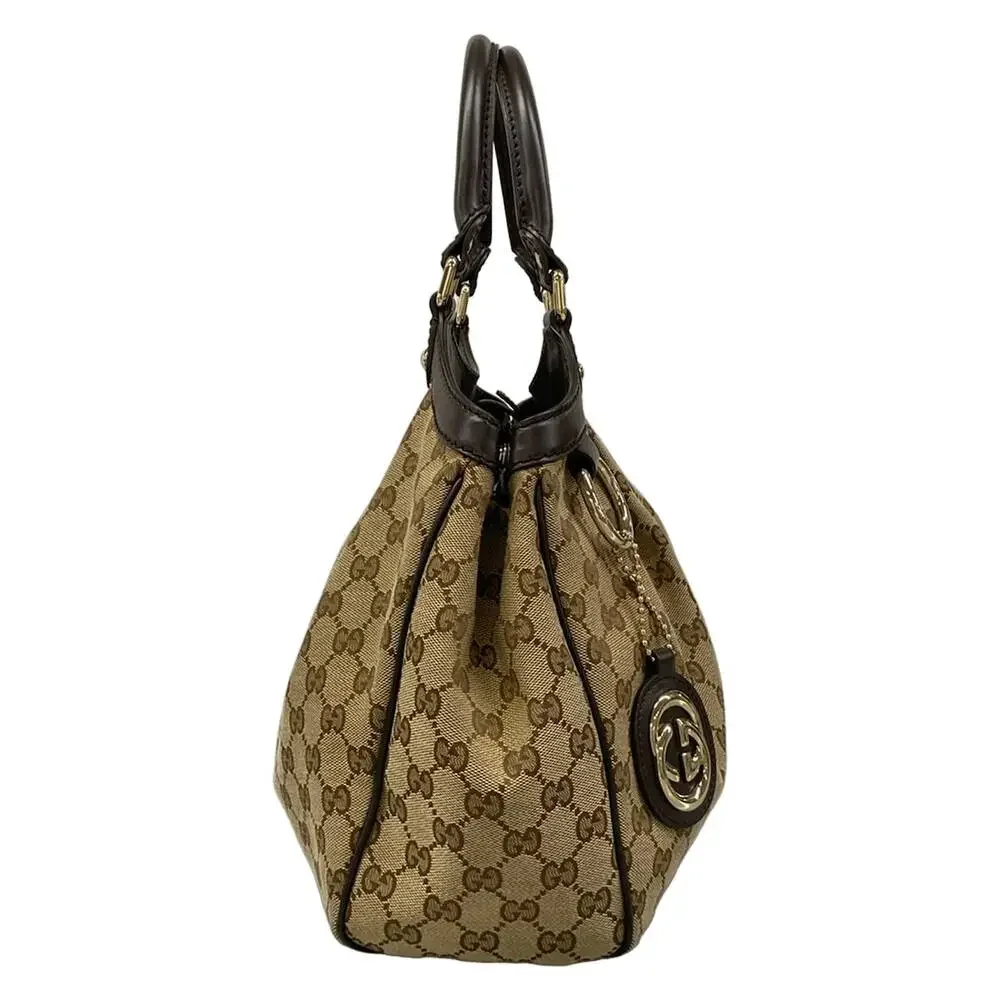 Gucci Sukey, GG Pattern Tote Bag 211944 Beige Dark Brown Jacquard Leather